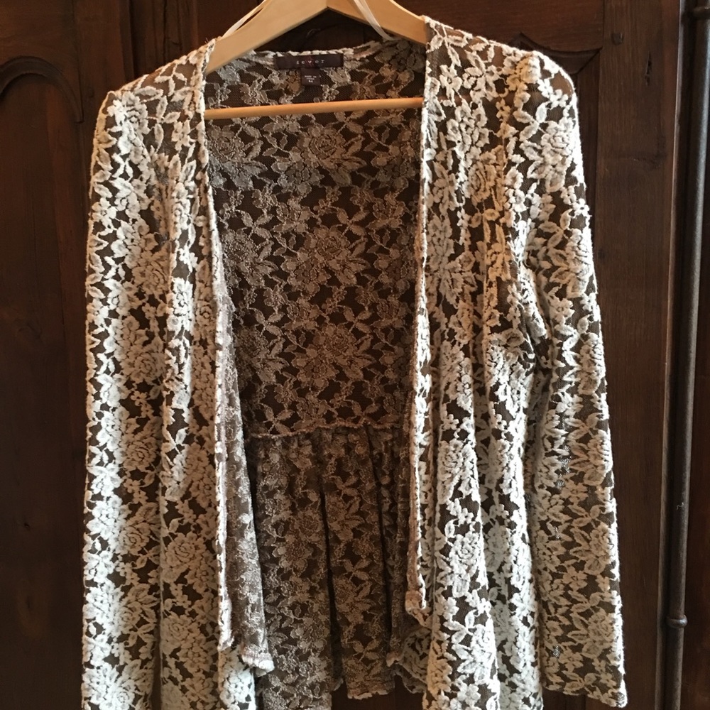 Beige /brown lace cover up.